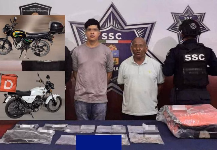 Detienen a dos motociclistas en Cancún por narcomenudeo