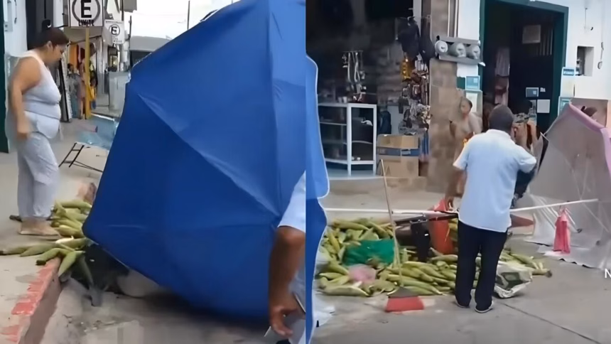 Mujer destroza puesto de elotes en Misantla, Veracruz