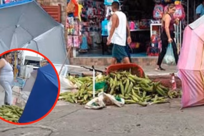 Mujer en Misantla Tira un Puesto de Elotes en Plena Calle
