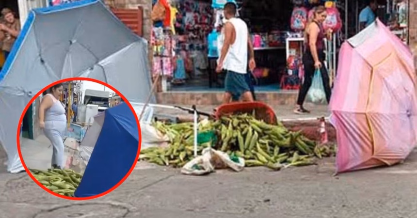 Mujer en Misantla Tira un Puesto de Elotes en Plena Calle