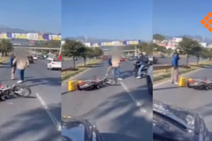 Mujer protege a motociclista de agresión en Guadalupe