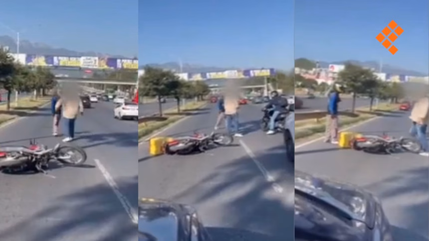 Mujer protege a motociclista de agresión en Guadalupe