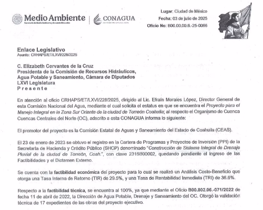 Proyecto de drenaje pluvial en Torreón pierde vigencia ante Hacienda