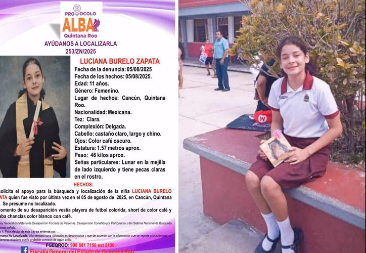 Localizan ficha de búsqueda para niña de 11 años en Cancún